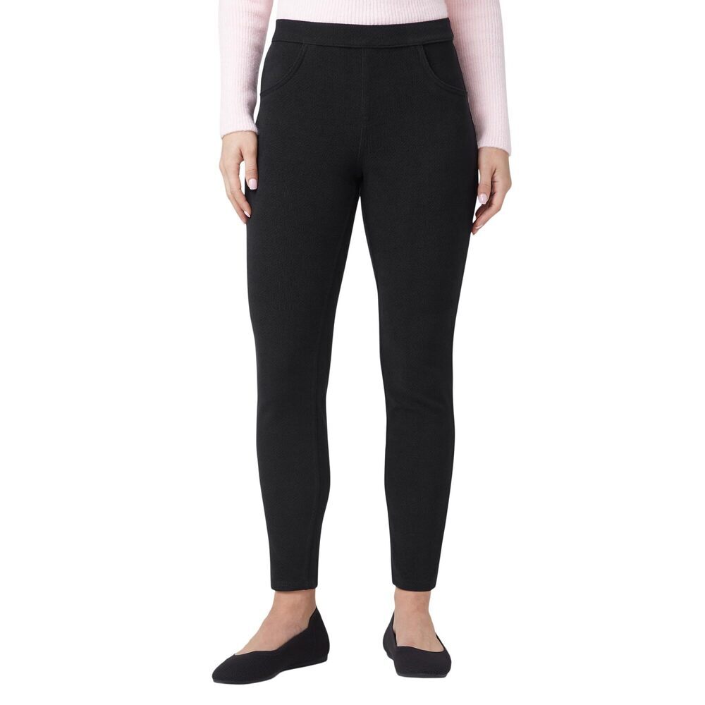 HUE Women's Soft Twill Jean Style Leggings Black Size XL